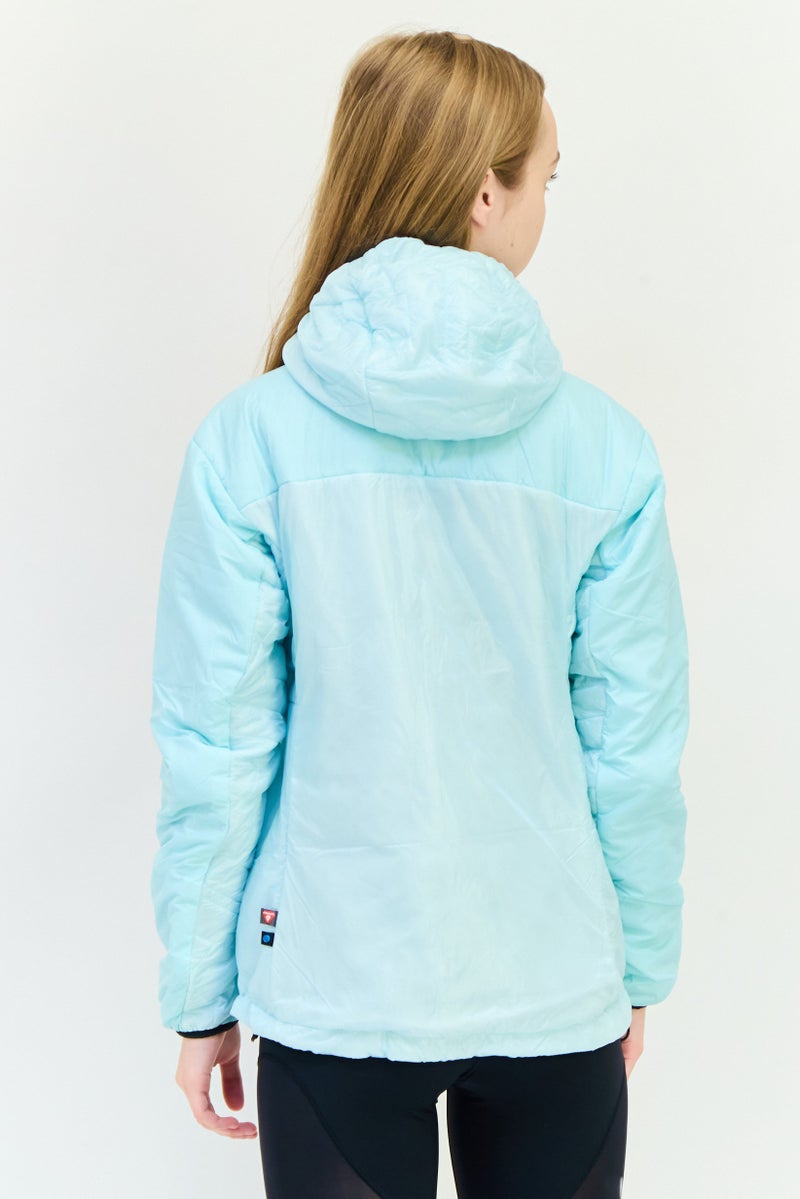 Adidas جاكيت خارجي مزخرف للنساء بقصة عادية، أزرق نعناعي - Image 4